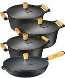 Jogo 4 Pcs 3 Caçarolas De 4 Até 6 L Mais Frigideira Panela M - Panela mineira