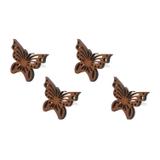 Jogo 4 Peças Porta Guardanapo Borboleta com Argola Quartzo 5,5cmx7,5cmx5,5cm Rojemac Marrom