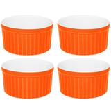 Jogo 4 Ramequin Tigela Pote Porcelana 180ml Laranja Oxford