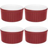 Jogo 4 Ramequin Tigela Pote Porcelana 180ml Vermelho Oxford