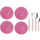 Jogo 48 Talheres Tramontina Inox e 4 Lugares Americano Rosa