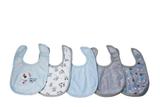 Jogo 5 Babadores Menino Cachorrinho Azul Camesa 28x18cm