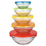 Jogo 5 Potes Vidro com Tampa Colorida 150ml a 1 Litro - Dinasty