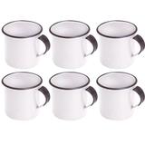 Jogo 6 Canecas Xícaras De 70ml Chá Café Esmaltadas Cozinha Branca - Zanline