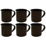 Jogo 6 Canecas Xícaras De 70ml Chá Café Esmaltadas Cozinha Marrom - Zanline