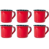 Jogo 6 Canecas Xícaras De 70ml Chá Café Esmaltadas Cozinha Vermelha - Zanline