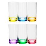 Jogo 6 copos 380ml para long drink de cristal ecológico colorido Set-Bar Favorit Bohemia - 35028
