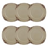 Jogo 6 peças Sousplat 35 cm de plástico creme e marrom Provençal Bon Gourmet - 30376