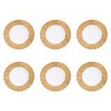 Jogo 6 Pratos Fundos Wolff Vera Gold Porcelana Branco E Dourado