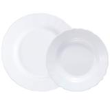 Jogo 6 Pratos Rasos e 6 Pratos Fundos Vidro Opaline Branco DM Brasil