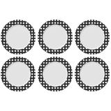 Jogo 6 Pratos Rasos Germer Vichy Graphite Porcelana Branco