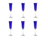 Jogo 6 Taças 190ml Vidro Para Champagne Antik Azul Bohemia - L5554