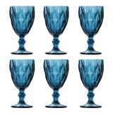 Jogo 6 taças 260ml para água de vidro azul Diamond Lyor - L6502
