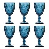Jogo 6 taças 260ml para água de vidro azul Diamond Lyor - L6502