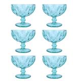 Jogo 6 taças coupe 12 cm para sobremesa de vidro azul tiffany Diamond Lyor - L66936