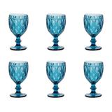 Jogo 6 Taças De Vidro Azul 290ml Diamond Bon Gourmet