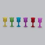 Jogo 6 Taças De Vidro Esculpidas Coloridas 30ml - Bon gourmet