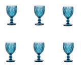 Jogo 6 Taças de Vidro para Agua Diamond 290ml Rojemac Azul