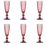Jogo 6 taças para champagne em vidro Lyor Abacaxi 140ml lilás