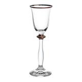 Jogo 6 taças para licor Angela Bronze Rim vidro sodo calcico com pé 60ml Angela Decorada Bohemia