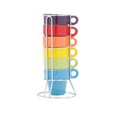 Jogo 6 Xícaras 60ml Para Café De Porcelana Coloridas Com Suporte - R30367 - Bon gourmet