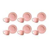 Jogo 6 Xícaras De Café Com Pires Roma Rosa 378135 Porto Brasil