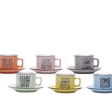 Jogo 6 Xícaras para Chá 220ml Porcelana Words Coloridas Bon Gourmet - Bongourmet
