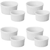Jogo 8 Ramequin Pote Porcelana 4x100ml 4x50ml Branco Oxford