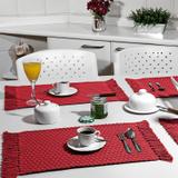 Jogo Americano Jacquard com 2 Peças Vermelho - Artesanal teares