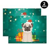 Jogo Americano Mdecore Dog Noel 40x28cm Verde