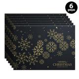 Jogo Americano Mdecore Feliz Natal 40x28cm Preto