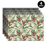 Jogo Americano Mdecore Floral 40x28 cm Bege