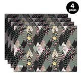 Jogo Americano Mdecore Floral 40x28 cm Preto
