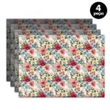 Jogo Americano Mdecore Floral 40x28 cm Rosa