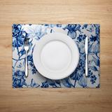 Jogo Americano Mdecore Flores 40x28cm Azul