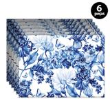 Jogo Americano Mdecore Flores 40x28cm Azul