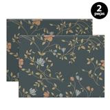 Jogo Americano Mdecore Flores 40x28cm Chumbo