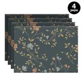 Jogo Americano Mdecore Flores 40x28cm Chumbo