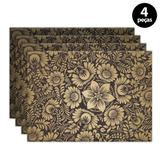 Jogo Americano Mdecore Flores 40x28cm Dourado