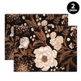 Jogo Americano Mdecore Flores 40x28cm Marrom