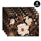 Jogo Americano Mdecore Flores 40x28cm Marrom