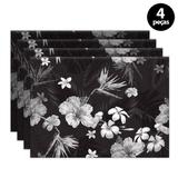 Jogo Americano Mdecore Flores 40x28cm Preto