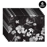 Jogo Americano Mdecore Flores 40x28cm Preto