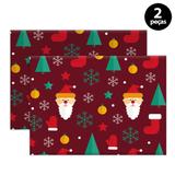 Jogo Americano Mdecore Natal 40x28cm Bordo