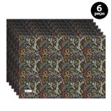 Jogo Americano Mdecore Natal Folhas 40x28 cm Preto