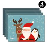 Jogo Americano Mdecore Natal Papai Noel 40x28 cm Azul