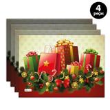 Jogo Americano Mdecore Natal Presentes 40x28 cm Bege