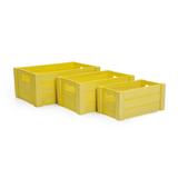 Jogo C/ 3 Caixotes De Madeira Decoração Amarelo - Cromus