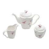 Jogo Café 3 Peças Porcelana Branco Borboletas Wolff