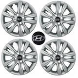 Jogo Calota Aro 14 Hb20 Hb20s 2016 2018 Hyundai Grid Prata 4 Peças + Emblema Resinado - Grid calotas